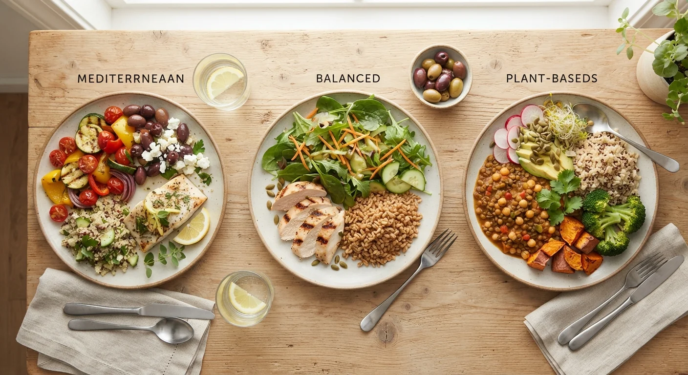 Popular Diet Patterns Side by Side: Mediterranean, DASH, and Plant-Based